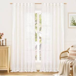lot 30605 image: LAMIT 102 Inch Long Linen Curtains for Living Room 2 Panels, Ivory Cream