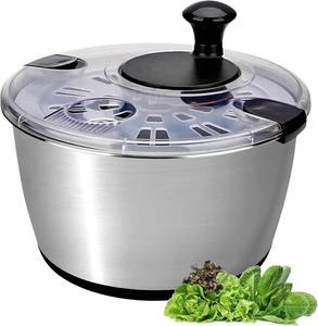 lot 30606 image: Stainless Steel Salad Spinner 6.34Qt, BPA-Free Large Lettuce Dryer