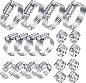 lot 30639 image: 20Pcs Adjustable Stainless Steel Hose Clamps Assortment Kit 14-2in(6-51mm)