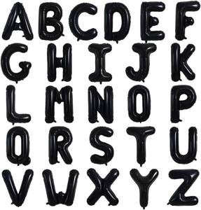 lot 30641 image: TONIFUL Black Letter Balloons 2 Set 16 Inch A-Z Custom Alphabet Banner