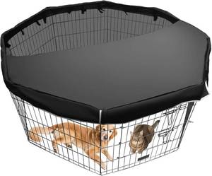 lot 30647 image: Dog Pen Cover for 24 Wide 8-Panel Exercise Pen, Fabric & Mesh, Shade, Black
