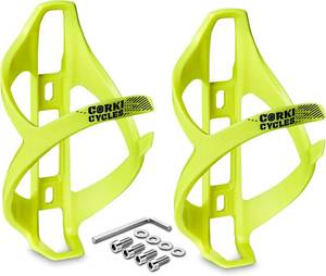 lot 30650 image: Corki Bike Water Bottle Holder, Bicycle Water Bottle Cage Yellow 2 Pack