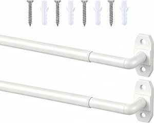 lot 30653 image: 2 Pack Adjustable Curtain Rods 18-32 in, White, 58 in Diameter