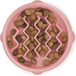 lot 30654 image: Outward Hound Fun Feeder Slo Bowl Dog Slow Feeder, Wave, Pink, 5.8
