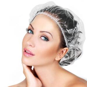 lot 30680 image: Disposable Shower Caps 100 Pcs - Multi-Purpose, Thickening Elastic, Plastic