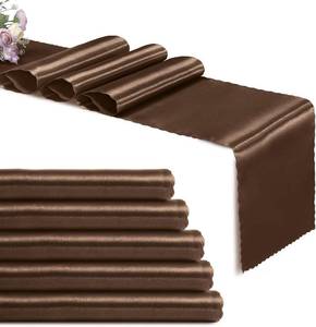 lot 30682 image: Set of 5 Chocolate Brown Satin Table Runners, 12 x 108