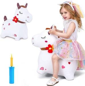 lot 30683 image: Bouncy Pals Toddler White Horse Hopper Toy, Girl Outdoor Ride Bounce Animal