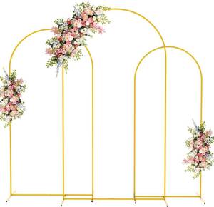 lot 30693 image: Fomcet Metal Arch Backdrop Stand Set of 3 Gold 7.2ft, 6.6ft, 6ft Arch Stand