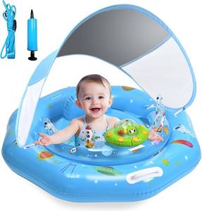 lot 30699 image: Baby Pool Float with Canopy, Toy Console & UPF50 Sunshade, 6-36 Months