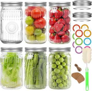 lot 30739 image: 32oz Wide Mouth Mason Jars 6 Pack with Extra 2 Lids, Tags & Twine