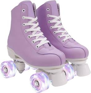 lot 30740 image: Comeon Womens High-Top Roller Skates - PU Leather IndoorOutdoor 4-Wheel size 4