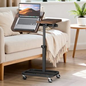 lot 30741 image: Portable Rolling Over Bed Laptop Desk, Adjustable Height and Tilt for Home