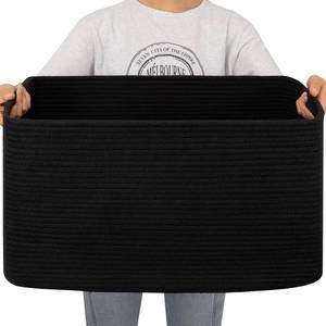 lot 30747 image: OIAHOMY 75L Large Blanket Basket Woven Storage Basket with Handle Black