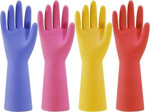 lot 30781 image: Bamllum Rubber Dishwashing Gloves - 4 Pairs, Non-Slip, Large