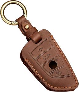 lot 30790 image: OLLEN Genuine Leather Key Fob Cover for BMW 567, X1-X6, Blade Shape, Brown