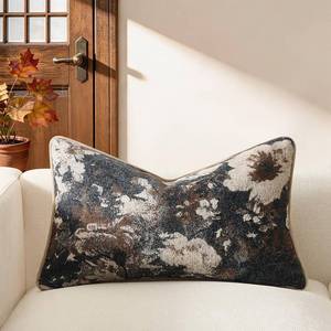 lot 30794 image: Kevin Textile Vintage Floral 12x24 Inch Lumbar Pillow Cover 1 Pack, Brown