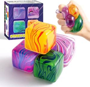lot 30797 image: 4 Pack Squishy Fidget Toys Stress Cube, Slow-Rising Sensory Balls for Anxiety