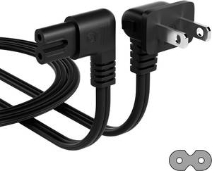 lot 30805 image: Angled 2-Slot Non-Polarized 90  L-Shaped Power Cord IEC C7 to NEMA 1-15P
