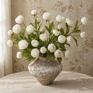 lot 30841 image: Waipfaru 6 Pcs Faux Peonies Artificial Flowers for Vase, 27 White Flowers