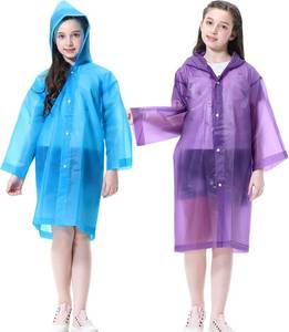 lot 30845 image: Kids Rain Ponchos 2-Pack with Hood, Reusable Rain Coats - Disney Outdoor
