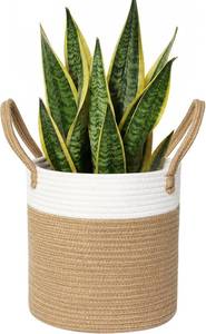 lot 30849 image: Woven Plant Basket 11x11, Round 10 Pot Cover, Indoor Boho Planter