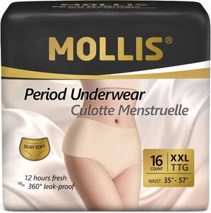 lot 30851 image: MOLLIS Disposable Period Underwear, Postpartum Panties, XXL, Beige, 16Ct
