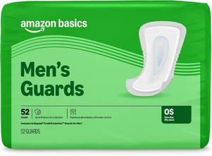 lot 30856 image: Amazon Basics Mens Incontinence Guards, 52 Count, Packaging May Vary