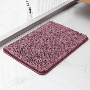 lot 30861 image: Chenille Bathroom Rug 17x24 Dusty Rose, Non-Slip Plush Bath Mat