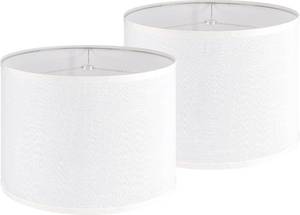 lot 30863 image: Large Drum Lamp Shade, 2-pc Linen Lampshades for FloorTable Lamps, White