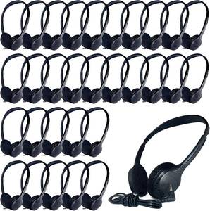 lot 30864 image: 30-Pack Class Headphones for Kids & Students, Adjustable, 3.5mm Jack (Black)