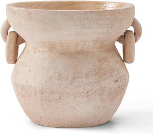 lot 30872 image: MIYUKI Rustic Vase - Handcrafted Terracotta Ceramic, 6.7in H x 8.2in W White