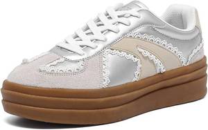 lot 30971 image: Womens Platform Retro Sneakers with Lace Detail, Gum Thick Sole size 7