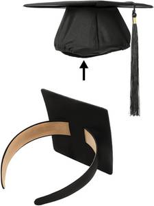 lot 30974 image: Unisex Bachelors Cap Hair Hoop - Minimalist Design, Graduation Photo Prop 2pack