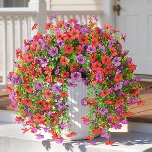 lot 30979 image: INQCMY 2 Pcs Artificial Fake Hanging Flowers for Outdoors UV Resistant