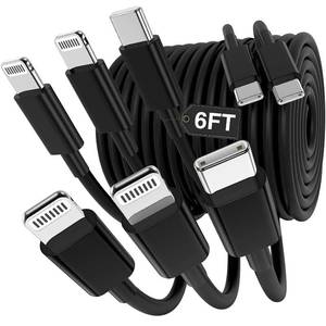 lot 31019 image: Hzevn 3-in-1 iPhone Charger Cable 6ft USB-C to Lightning with 3 Ports, 2-Pack