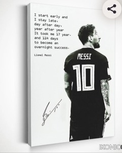 lot 31026 image: Messi Inspirational canvas poster 16x24