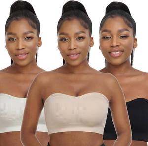 lot 31045 image: Zimcti Strapless Bras Silicone Bandeau Seamless Tube BlackBeigeWhite S