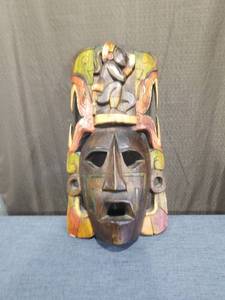 lot 156 image: HAND CRAVED WOODEN TRIBAL MASK