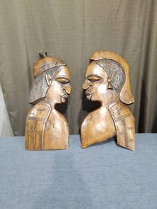 lot 157 image: PAIR OF WOODEN TRIBAL DECOR