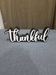 lot 159 image: THANKFUL WOODEN TABLE SIGN
