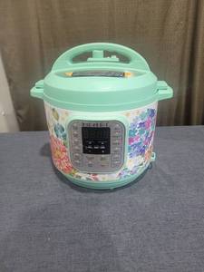 lot 202 image: Instant Pot Duo Electric Pressure Cooker Floral Design with Recipe Book