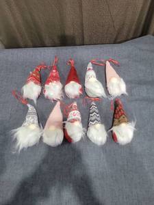 lot 282 image: Gnome Ornaments Set of 10 with Red Ribbons