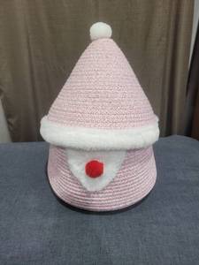 lot 283 image: Red and White Santa Hat and Basket Set with White Fur Trim