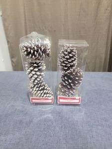 lot 287 image: (2) Frosted Pinecone Ornaments 3-Pack