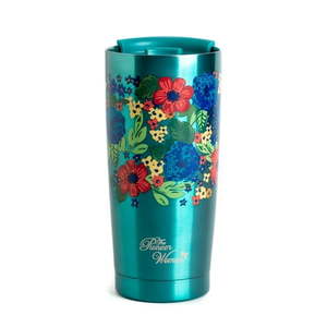 lot 295 image: The Pioneer Woman 20 Ounce Stainless Steel Double Wall Vacuum Insulated Teal Tumbler with Lid