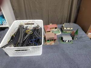 lot 301 image: Model Train Track Set with Building Structures Lot