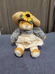 lot 338 image: Plush Rabbit with Straw Hat Sunflower Dress Outfit