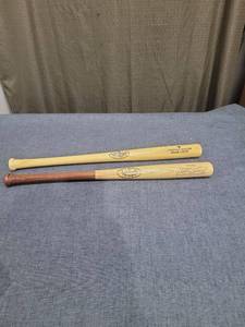 lot 339 image: Louisville Slugger Baseball Bats 2-Piece Lot Museum Factory University of Kansas Hospital