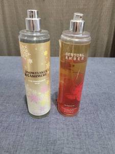 lot 344 image: Fine Fragrance Mist Lot 2 Bottles Snowflakes Cashmere Sensual Amber 8 fl oz Partially Full