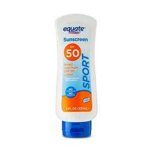 lot 345 image: Equate Sport Broad Spectrum Sunscreen Lotion  SPF 50  8 fl oz